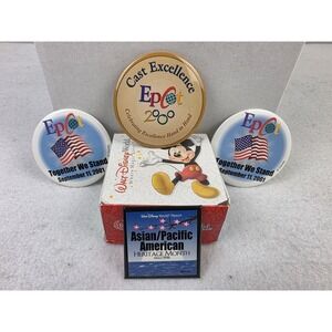 Vintage Lot: Disney Epcot 9/11, Cast Excellence, Pacific Heritage Pin Buttons‎